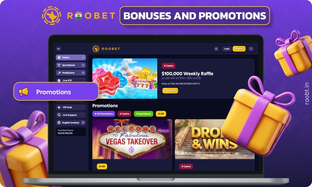 Roobet Casino offers cashback, daily races, referral rewards, leaderboards, and a VIP program