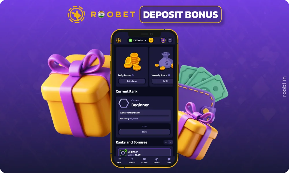 Roobet app users can receive a 200% deposit bonus