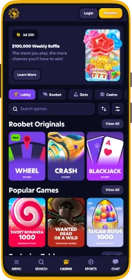 Screenshot of the Roobet casino app