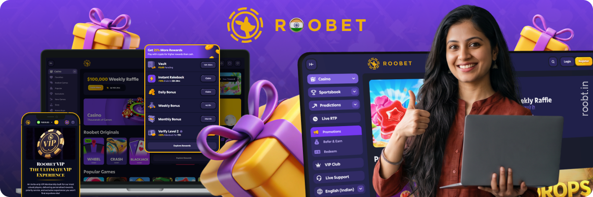 Roobet India offers a variety of bonuses and promotions to both new and regular players