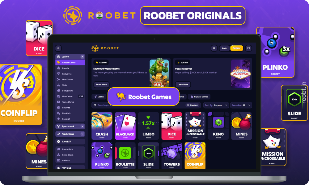 Roobet Originals offers exclusive games with unique mechanics and bonus features