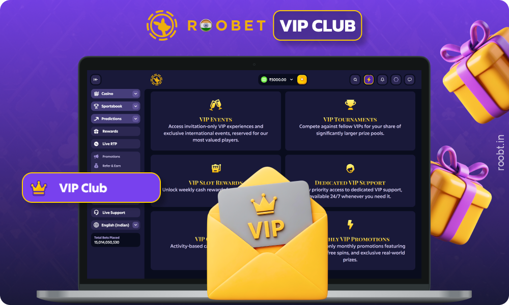 The Roobet VIP Club offers exclusive bonuses to invited players