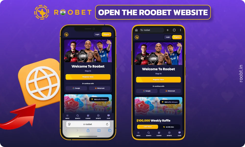 Go to the Roobet website to download the app for Android and iOS